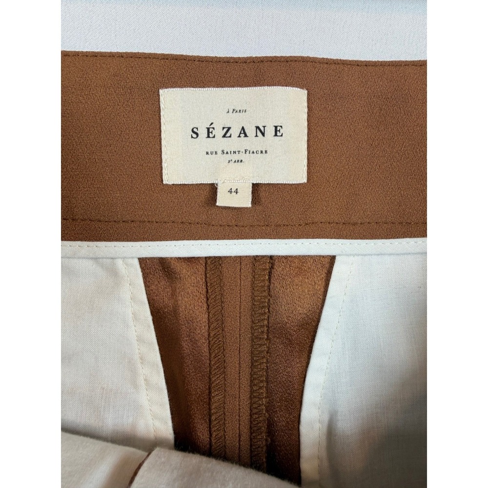 Sezane Damon Camel Brown Wide Leg Ankle Trousers Pants Size 44 S232PAN030M - Picture 6 of 10